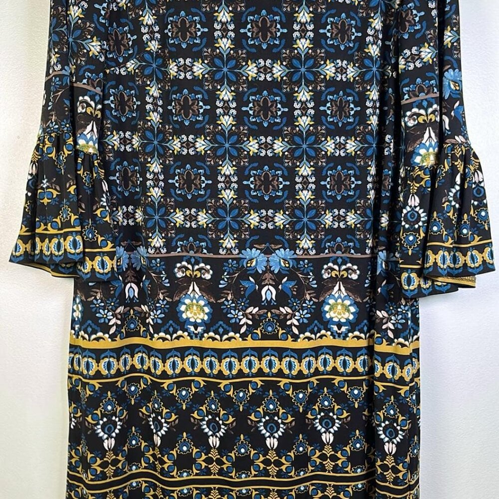 London Times Sz 8 Pull Over 3/4 Sleeve Sheath Dress Travel Comfort Lagenlook